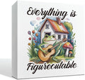 Inspirational Desk Signs, Rustic Wooden Box Signs, Motivation Wood Plaque for Office Cubicle Workplace Decor, Tabletop Decors, Everything is Figureoutable Sign 5×5×1.2inches