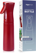 VIGOR PATH Continuous Spray Bottle with Ultra Fine Mist - Versatile Water Sprayer for Hair, Home Cleaning, Salons, Plants, Aromatherapy, and More - Empty Hair Spray Bottle - 300ml/10.1oz (Red)