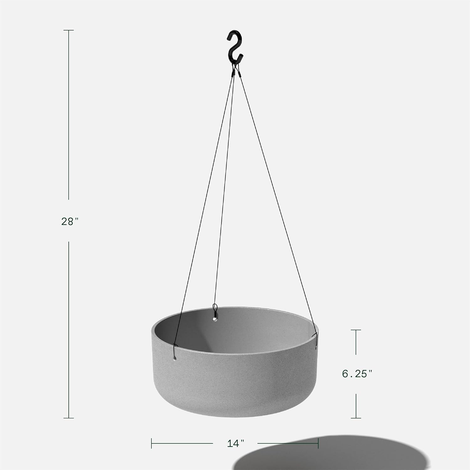 Veradek Mason Series Hanging Kona Planter - Round Planter for Outdoor Balcony/Patio | Made from Plastic-Stone Composite with Hanging Attachment | Modern Décor for, Flowers, Succulents, Small Plants