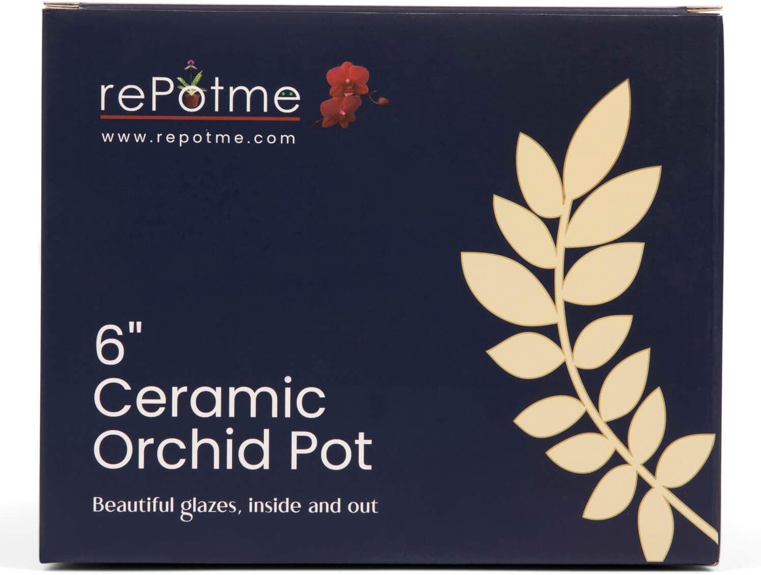 rePotme 6" Pinwheel Fluted Ceramic Plant Pot (Cream Over Lavender) - Includes Free 6 inch Slotted Pot Liner - Great for Orchids, Succulents, and All Indoor Plants
