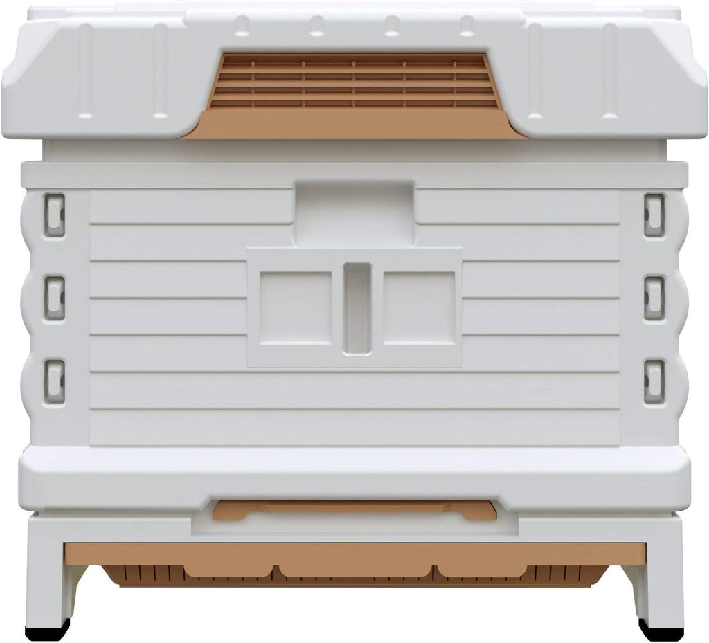Ergo Insulated 10 Frame Bee Hive Set [NO Frames Included] (Single Hive, White Body Blue Entrance)