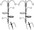 Ashman Deluxe Bird Feeding Station (2 Pack) for Outside - Multi Feeder Pole Stand Kit With 4 Hangers, Bath and 3 Prong Base for Attracting Wild Birds - 22 Inch Wide x 92 Inch Tall