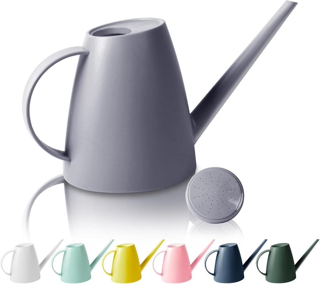 Watering Can for Indoor Outdoor Plants, Modern Small Watering Cans with Removable Nozzle, Long Spout Watering Can for Indoor Bonsai Plants Garden Flowers 1/2 Gallon 1.8L 60OZ (Gray)