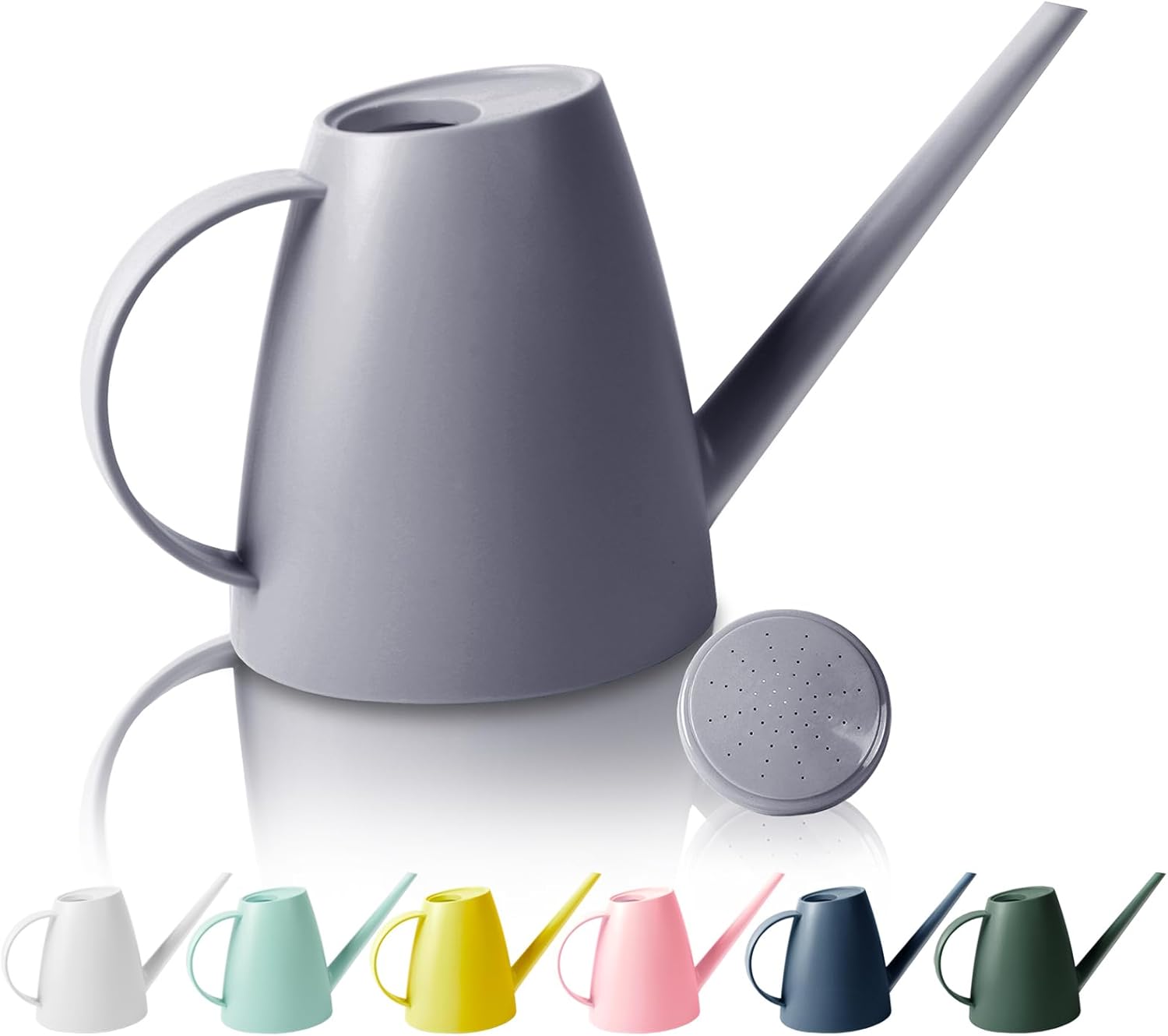 Watering Can for Indoor Outdoor Plants, Modern Small Watering Cans with Removable Nozzle, Long Spout Watering Can for Indoor Bonsai Plants Garden Flowers 1/2 Gallon 1.8L 60OZ (Gray)