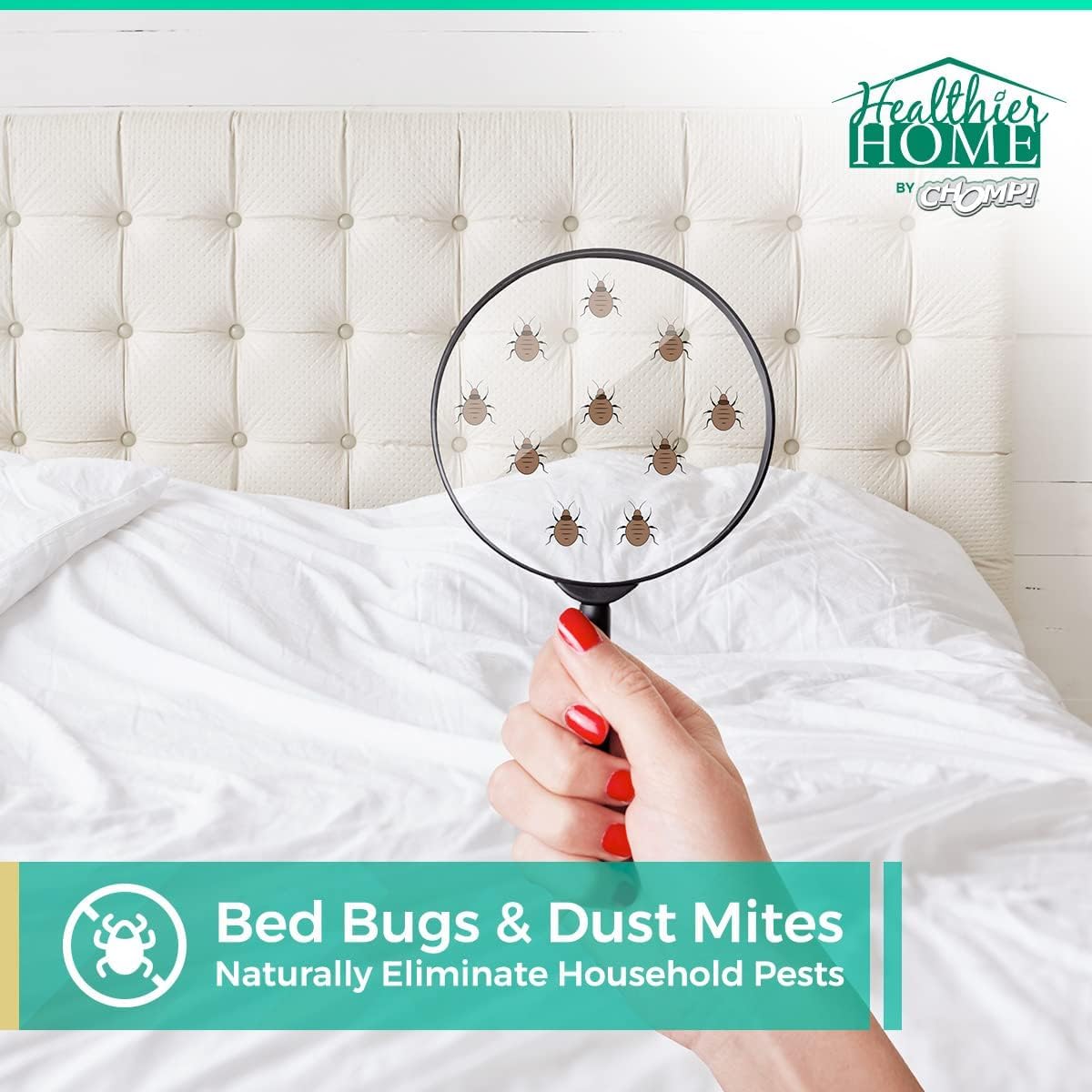 CHOMP! Travel Size Bed Bug & Insect Repellent, Natural, TSA Approved Indoor Pest Control Spray for Travel & Home, Plant-Based Dust Mite, Ant, Spider, Fly Killer, Peppermint Scent, 3.4 Fl Oz