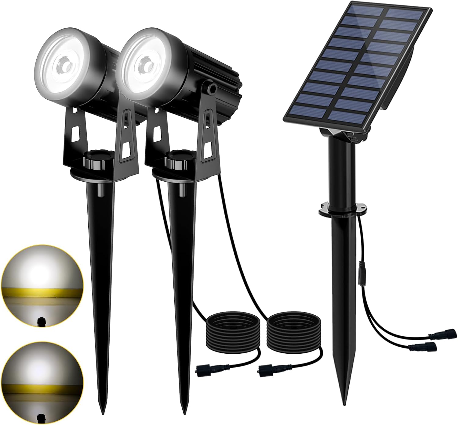 T-SUN Solar Spotlights Outdoor Waterproof, 2-in-1 Solar Landscape Spotlights LED Garden Spot Lights for Yard Tree Garden Pond Pool Area (White)