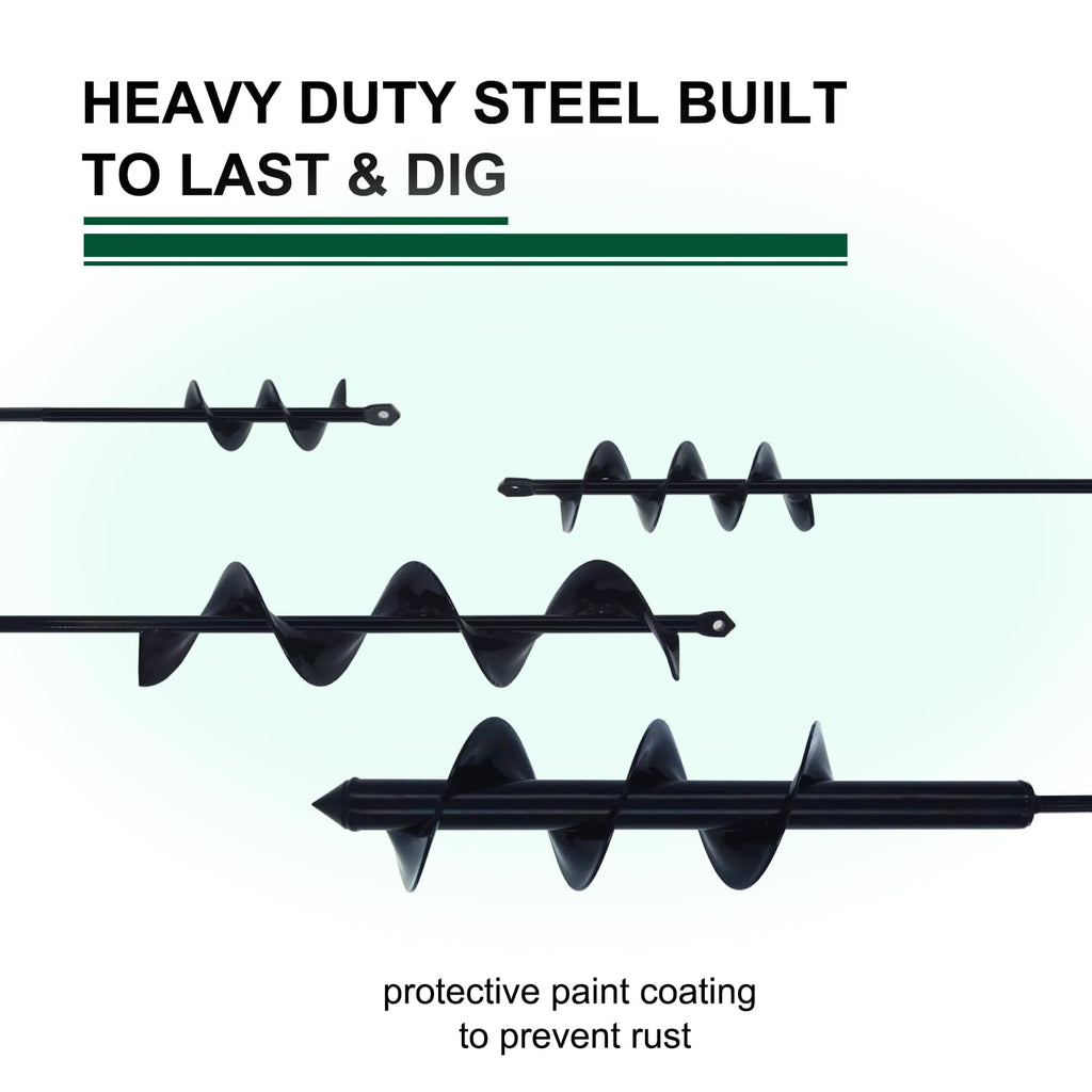 4 Pack Garden Ground Earth Spiral Drill Bit for 3/8" Hex Drive Drill, Auger Drill Bits for Bulbs Planting, Hole Digger Flowers,Bedding Digging Plant Rapid Planter Tool
