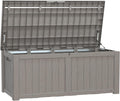 120 Gallon Deck Box,Resin Outdoor Storage Box with Lockable for Patio Furniture, Pool Accessories, Garden Tools Waterproof Outside Storage Box, Grey