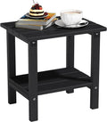 Double Adirondack Outdoor Side Table, Weather-Resistant Patio End Table for Backyard, Pool & Porch, Durable & Stylish Patio Side Table, Black