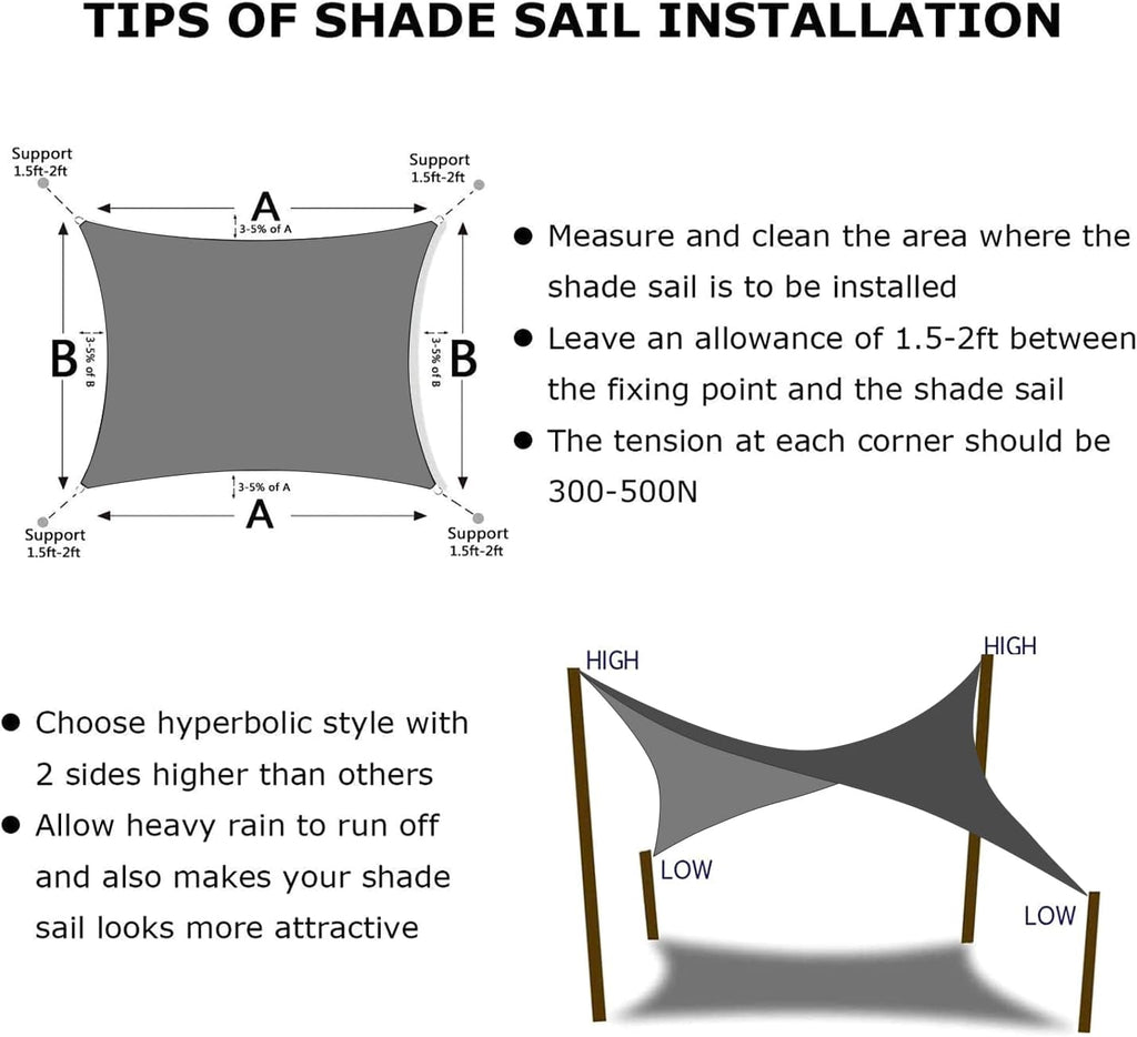 KANAGAWA 12'X20' Dark Gray Custom Size Sun Shade Sail Rectangle UV Block Canopy Cover for Patio Backyard Lawn Garden Outdoor (Customized Available)