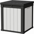 50 Gallon Storage Box, Waterproof Deck Box for Indoor & Outdoor Use, Lockable Pool Storage Bin for Package Delivery, Outdoor Bench for Patio Cushions, Garden Tools, Backyard, Black & White