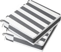 AAAAAcessories Outdoor Seat Cushions for Chairs, Waterproof, Fade-Resistant Patio Furniture Replacement Cushions, 18.5" x 16" x 3", Set of 2, Gray Cabana Stripe