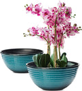 2 Pack 10 Inch Plant Pots,Durable Decorative Flower Pots Planters with Drainage Hole for Indoor and Outdoor Plants,Flowers,Succulents, Blue
