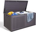 100 Gallon Outdoor Storage Box Waterproof, Resin Deck Box with Dual-Wall for Storing Gardening Tools, Pool Supplies, And More