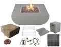 AMS Fireplace | Modeno Westport Package | Light Gray Liquid Propane Gas Fire Pit Table for Outside Patio Bundle with Tank Cover, Wind Guard, & SS Burner Lid | Free Ice Bucket & Rubber Mat