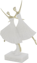 Deco 79 Polystone Dancer Decorative Sculpture Ballet Home Decor Statue with Gold Accents, Accent Figurine 9" x 4" x 13", Cream