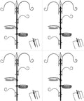 Ashman Deluxe Bird Feeding Station (4 Pack) Bird Feeders for Outside - Multi Feeder Pole Stand Kit with 4 Hangers, Bird Bath and 3 Prong Base for Attracting Wild Birds - 22 Inch Wide x 92 Inch Tall.