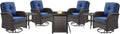 7 Pieces Patio Furniture Set with Fire Pit Table - 4 Outdoor Swivel Rocker Chairs with 50000BTU Propane Fire Table and 2 Side Table, Outdoor Conversation Set for Casual Gathering