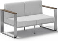Aluminum Outdoor Patio Furniture, 1 Piece Loveseat, All-Weather Metal Modern Outside Sofa for Deck, Porch (LightGray)