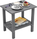 Weather Resistant Outdoor Side Table, Adirondack HDPE Small Outdoor Table, 2-Tier Small Patio Tables for Outside or Indoor,Gray