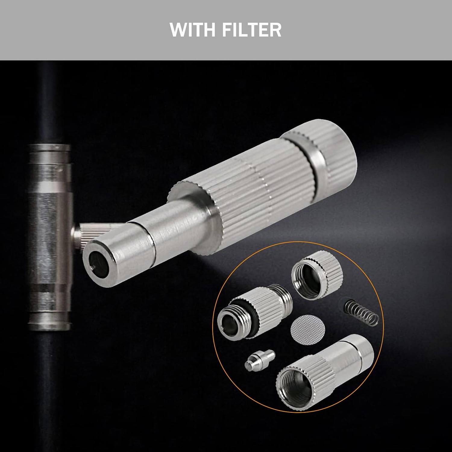 20pcs Brass Mister Nozzles, 6mm Misting Nozzles for Outdoor Cooling System, Landscaping, Air Humidification, Greenhouse Irrigation (with Filter, 0.006"/0.15mm Orifice)