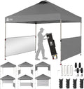 CROWN SHADES 10x10 Pop up Canopy Tent Instant Canopy with 150D Silver Coated Fabric Including 2 Half Sidewalls, 4 Ropes, 8 Stakes, 4 Weight Bags, STO 'N Go Bag, Grey