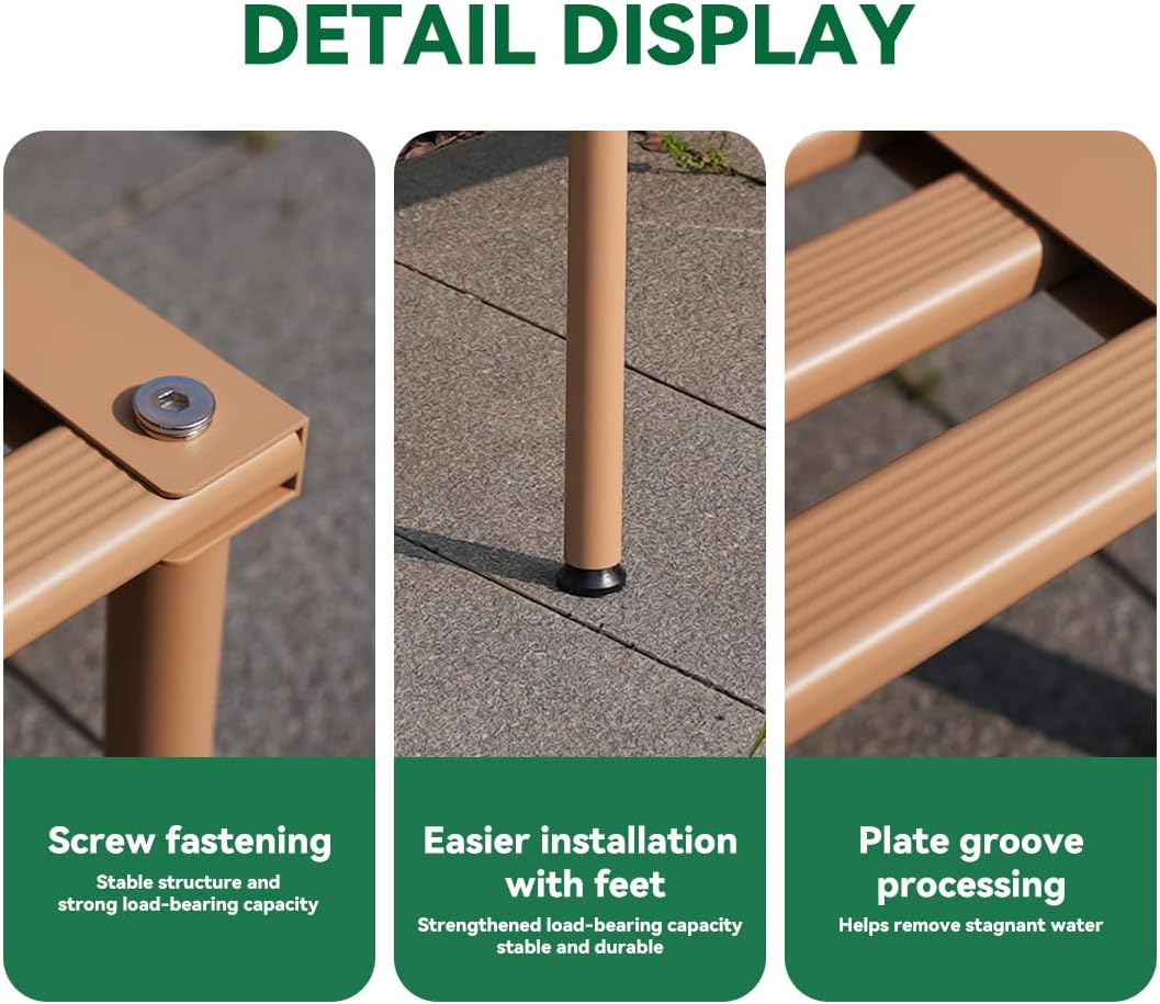 Metal Plant Stand, Rust-proof Aluminum Display Rack, Plants Display Stands Decoration Racks for Living Room Garden Balcony Patio (Wood Color, 31.5Inch Tall Leg)