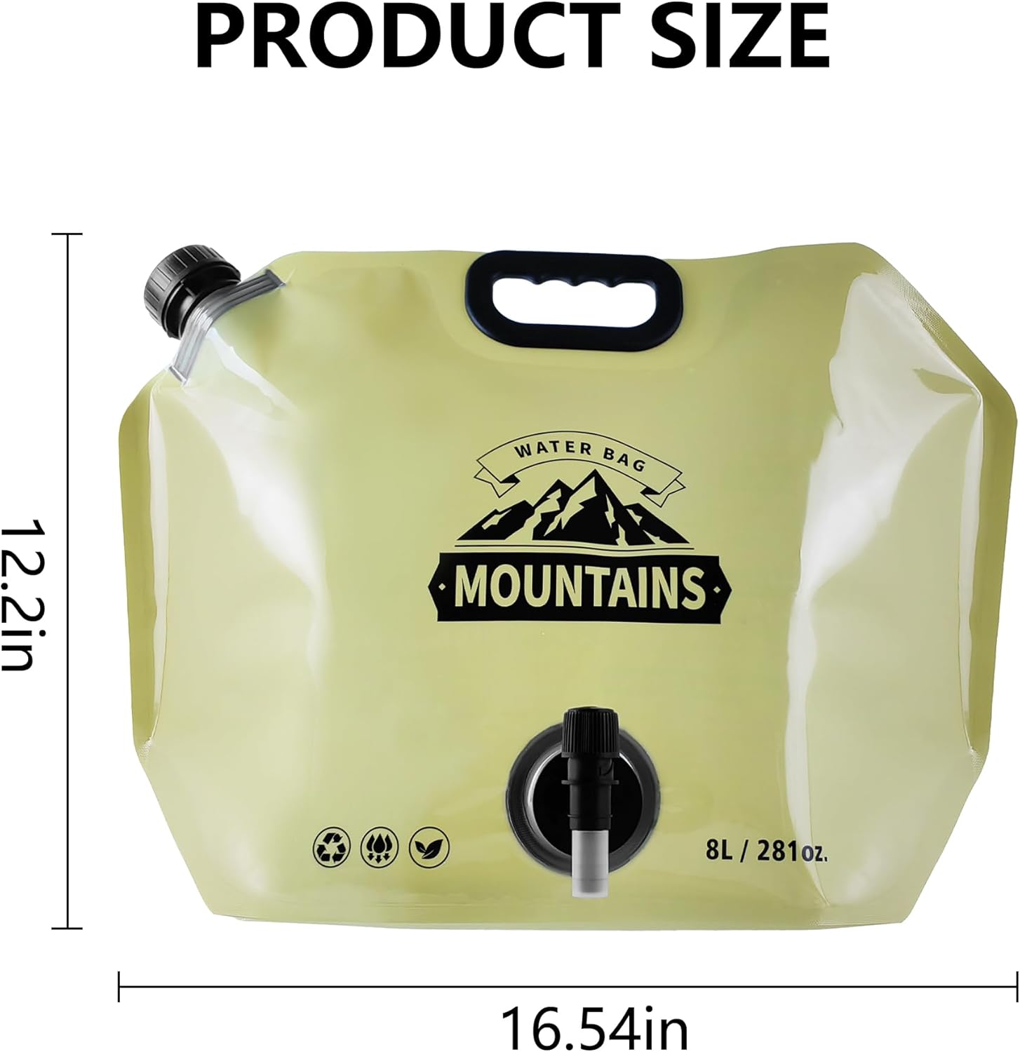 Collapsible 8L Water Storage Bag, BPA-Free Portable Folding Water Jug with Adjustable Faucet, Leakproof Emergency Water Bag for Camping, Hiking, Riding, Outdoor Sport (BEIGE&GREEN, 4)