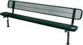 Heavy-Duty Outdoor Bench Thermoplastic Coated, Expanded Metal, Commercial-Grade Seating, Made in America (Surface with Back, 8 Ft, Textured Dark Green)