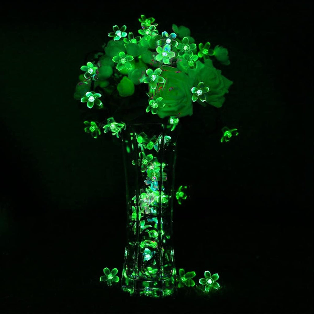 ITICdecor Solar Flower String Lights - Green Outdoor Waterproof 50 LED St. Patrick's Day Fairy Lights for Garden, Patio, Fence, Yard (Green)