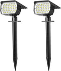 Solar Spot Lights Outdoor Waterproof IP65, 2 Pack Landscape Spotlights with 46 LEDs, 3 Modes Auto On/Off Solar Powered Flood Lights for Outside Pathway, Yard, Garden, Walkway (Cool White)