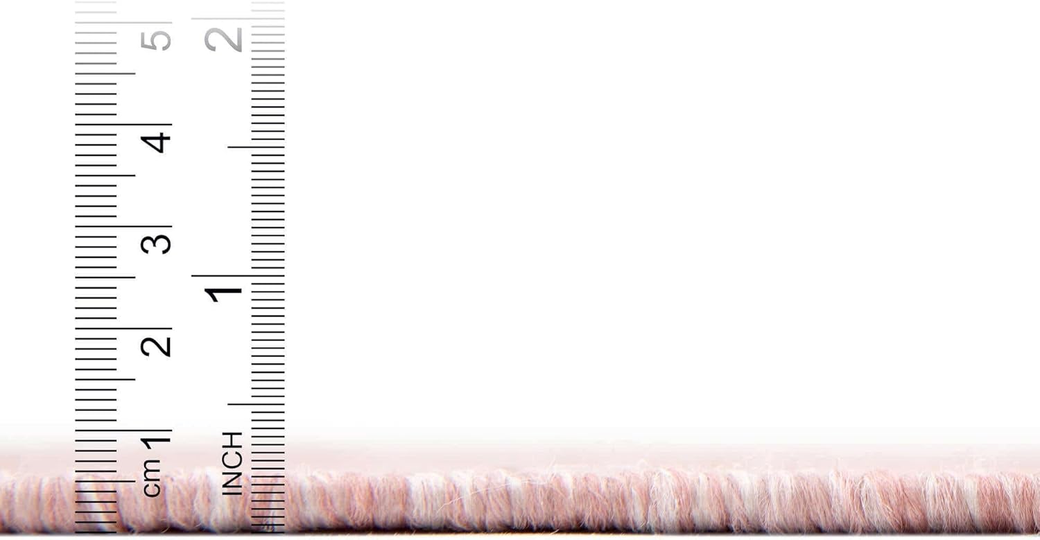 Unique Loom Collection Casual Transitional Solid Heathered Indoor/Outdoor Flatweave Area Rug (10' 8" Square, Whisper Pink/Ivory)