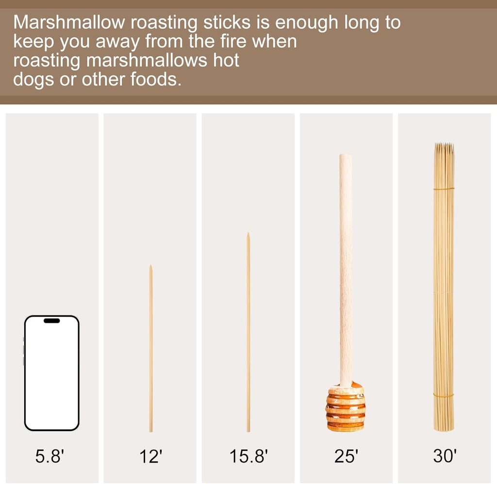 70PCS Marshmallow Roasting Sticks,30 Inch Marshmallow Sticks for Fire Pit 5mm Thick Bamboo Skewers for Smores Roaster Barbecue Campfire,Weddings and Plant Stakes