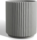 Round Concrete Planter Outdoor Indoor, Large Cement Plant Pots for Flowers (Vertical Gray, 16 inch)