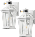 VIANIS Motion Sensor Outdoor Light Fixtures Wall Mount, 2 Pack White Dusk to Dawn Exterior Wall Lantern, Anti-Rust Wall Mount Lighting with Clear Glass Shade for House, Entryway, Front Door