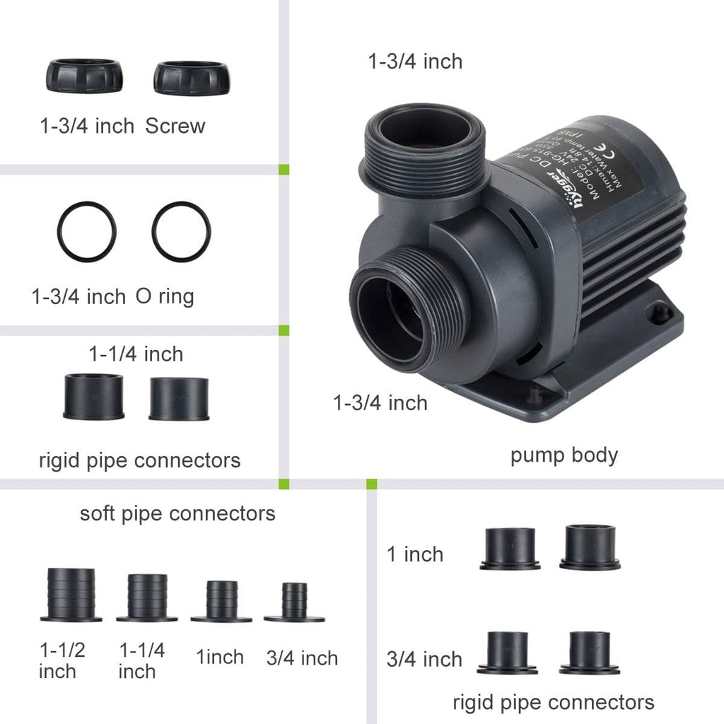 Hygger 2120GPH Quiet Submersible and External 24V Water Pump, with Controller (30%-100% Settings), Powerful Return Pump for Fish Tanks, Aquariums, Ponds, Fountains, Sump, Hydroponics (65W, 18ft)