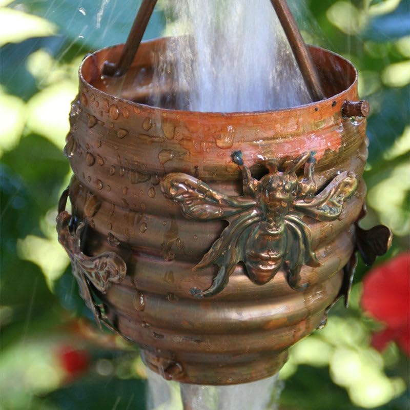 Nutshell Stores Honeybee & Hive Copper Rain Chain - Copper - 12 Feet