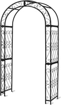 SCENDOR 48.8" W x 83.8" H Garden Arch, Black Sturdy Metal Iron Arbor, Courtyard Cast Trellis for Various Climbing Plant, Outdoor European-Style Archway Wedding Ceremony Party