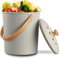Compost Bin Kitchen, LALASTAR Countertop Compost Bin with Lid, Made of Sustainable Bamboo Fiber, Odorless Indoor Compost Bin, 1 Gallon, Grey