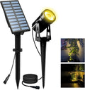 T-SUN Solar Spotlights Outdoor Waterproof, Solar Landscape Spotlights, Solar Powered Spot Lights for Trees, Flag, Garden, Pond, Pathway, Pool Area(Warm White)
