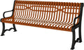 Heavy-Duty Outdoor Bench Thermoplastic Coated, Slatted Steel, Commercial-Grade Garden Bench, Made in America (Portable with Back, 4 Ft, Textured Copper)