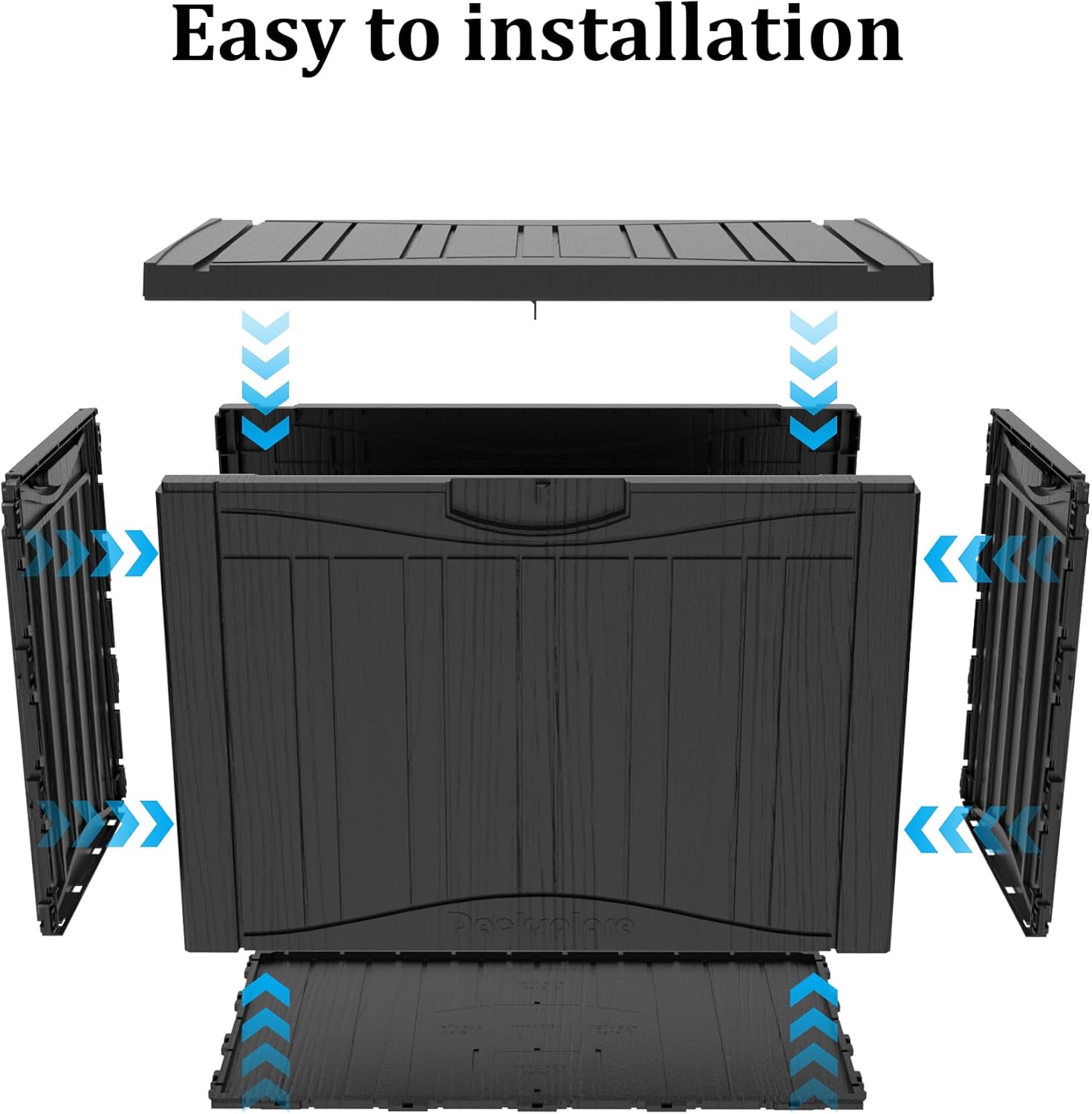 50 Gallon Plus Outdoor Storage Box, Waterproof Resin Deck Box for Patio, Pool, and Garden, Lockable Bin for Cushions, Tools, and Accessories, UV-Resistant, Black