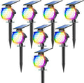 NIORSUN Solar Color Changing Lights Outdoor,7 Lighting Modes RGB Solar Outdoor Lights,IP67 Waterproof Multicolor Landscape Spotlights for Halloween Holiday Decorations,8 Pack