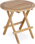 Teak Outdoor Side Table,Patio Table with Adjustable Feet, Small Round Side Tables, Elegant Accent Outdoor Tables for Balcony Porch Poolside(Round Tables Folding)