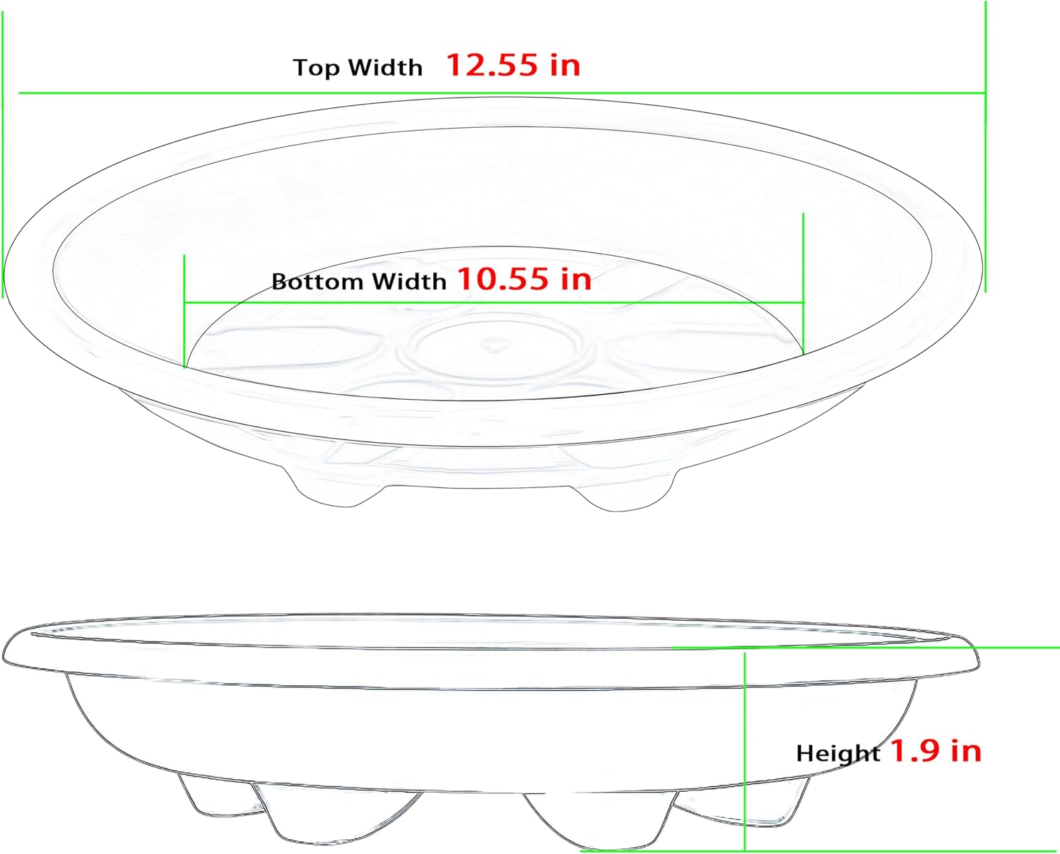 6 Pack of 12 inch Plant Saucer, Large Heavy Duty Plastic Plant Saucers Round, Plant Drip Trays for Indoors Outdoor, Plant Water Tray for Planters, Black