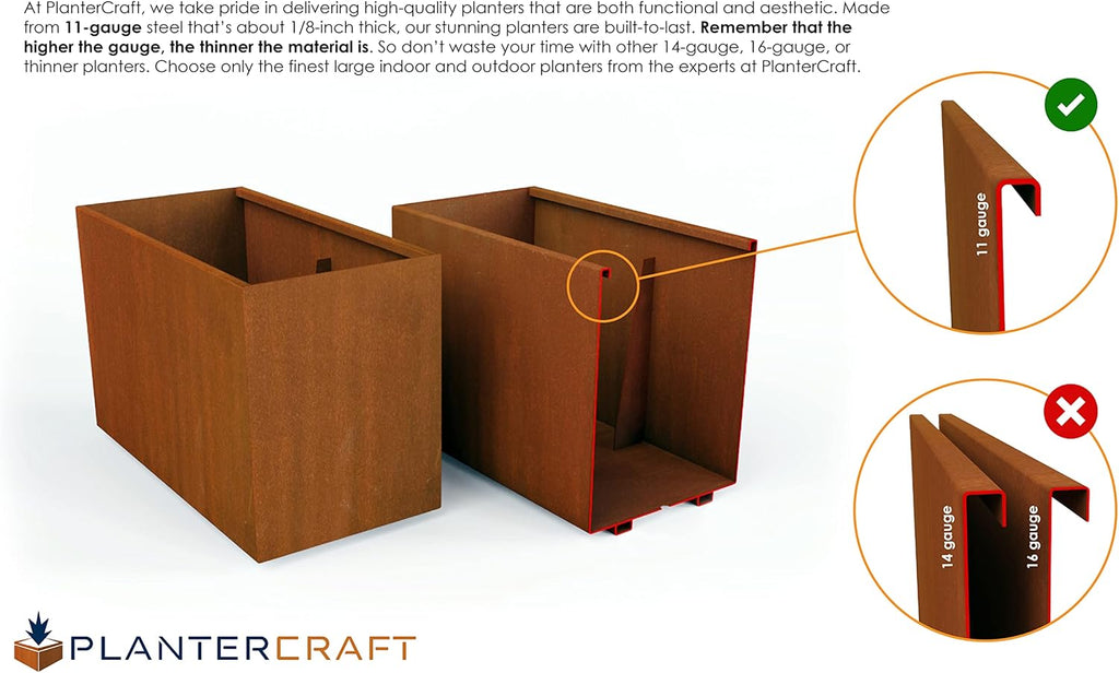 Corten Steel Planters | 60x18x30 Large Rectangular Planter for Outdoor Plants | Extra Large Outdoor Planter Box for Modern Landscape & Privacy Screen