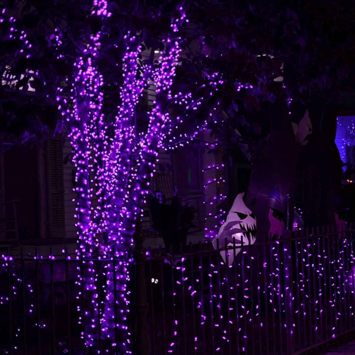 Dazzle Bright Purple Fairy String Lights, 4 Pack Total 80FT 240LED Copper Wire Battery Operated Waterproof Lights, Halloween Decorations for Indoor Home Outdoor Patio Yard Party Decor