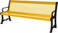 Heavy-Duty Outdoor Bench Thermoplastic Coated, Expanded Metal, Commercial-Grade Garden Bench, Made in America (Portable with Back, 4 Ft, Textured Yellow)