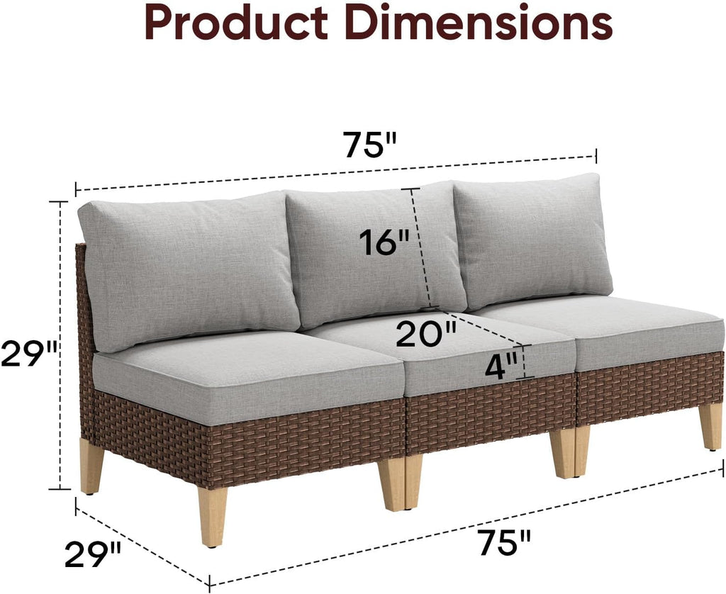 HUMMUH 8 Pieces Patio Furniture Set,Outdoor Modular Sectional Couch Chairs with Ottomans,All Weather PE Wicker Patio Conversation Sets for Garden Porch Backyard