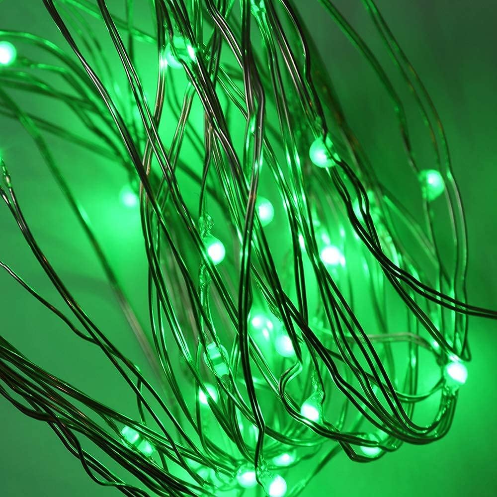 2 Pack Solar Powered Fairy String Lights Outdoor Waterproof 8 Modes Twinkle Christmas Decorations Lights, Each 33ft-100LED, 40ft-120LED, 66ft-200LED, 80ft-240LED, (Green, 33)